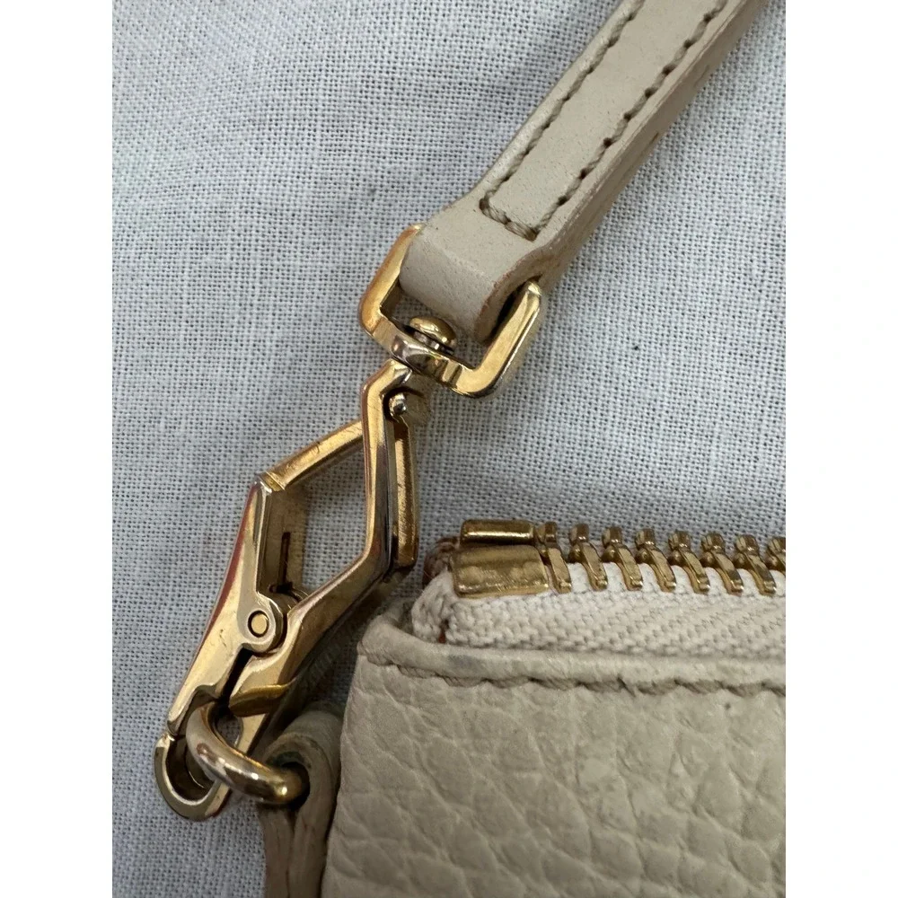 Burberry Cream Pebbled Calf Leather Crossbody Bag Tassel Gold Hardware #611